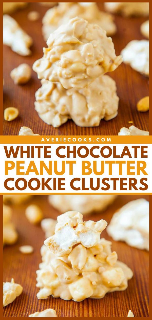 Here's a Christmas sweet you can give out as a gift! This no-bake cookie starts with a mixture of rice cereal, peanuts, and marshmallows. Coated in white chocolate and peanut butter, these cookie clusters are an addictive dessert idea! Marshmallow Peanut Clusters, White Chocolate Peanut Butter Crispies, Peanut Clusters With Marshmallows, Peanut Marshmallow Clusters, White Chocolate Cereal Clusters, Rocky Road Peanut Clusters, Christmas Candy With Marshmallows, White Chocolate Nut Clusters, White Chocolate Clusters