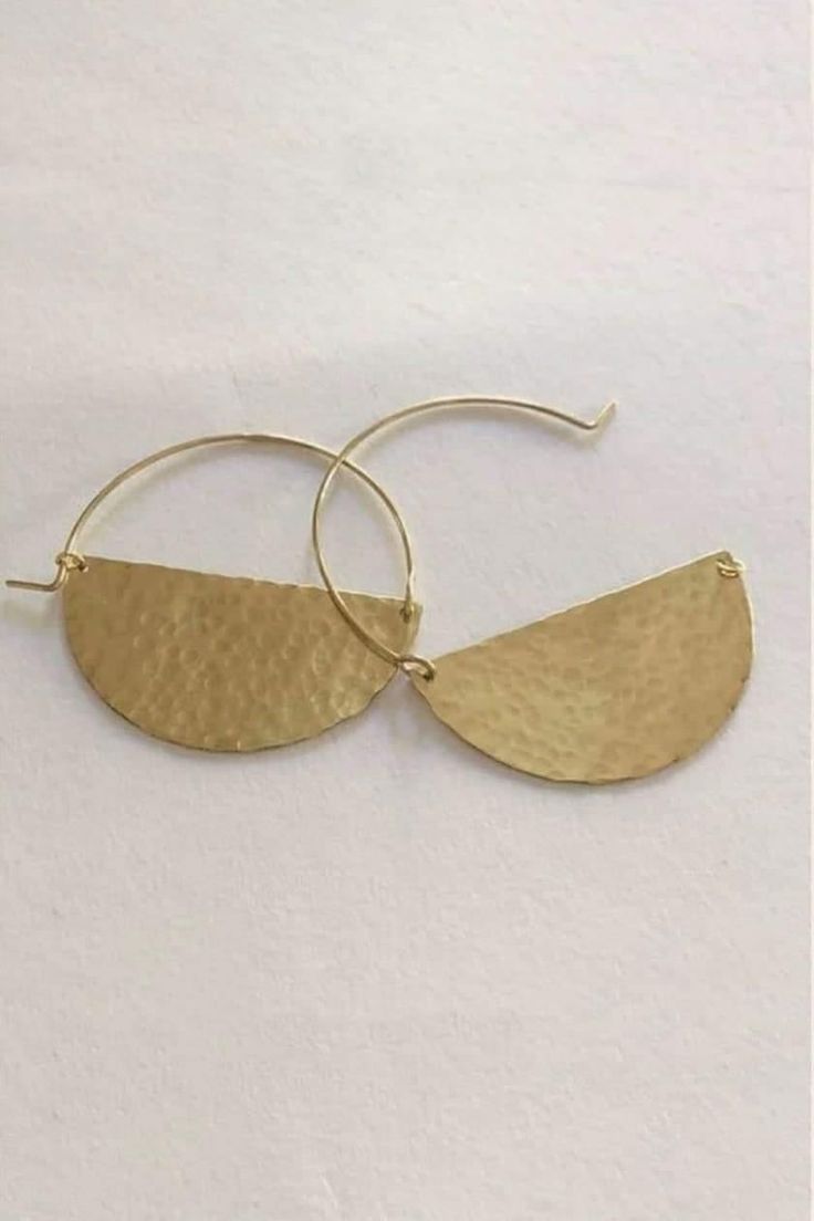 Period Moon Earrings MEAN BLVD Gold Semi-circle Brass Jewelry, Handmade Semi-circle Gold Jewelry, Matte Gold Round Earrings, Semi-circle Metal Hoop Earrings For Pierced Ears, Matte Gold Round Tarnish Resistant Earrings, Metal Semi-circle Hoop Earrings For Pierced Ears, Metal Semi-circle Hoop Earrings, Elegant Crescent Brass Hoop Earrings, Elegant Crescent Shaped Brass Hoop Earrings