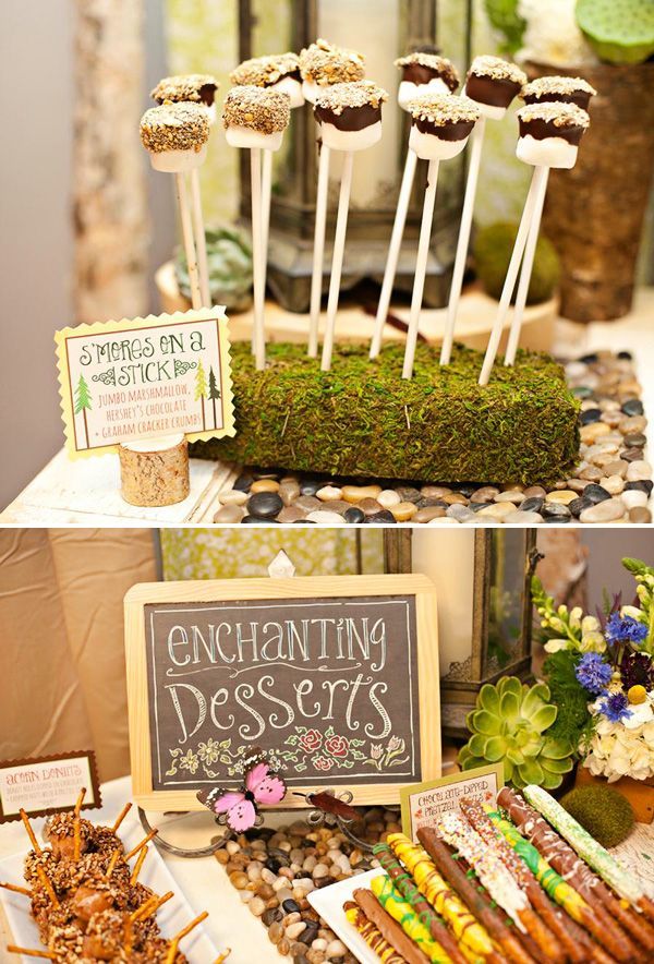 an assortment of desserts on display at a party