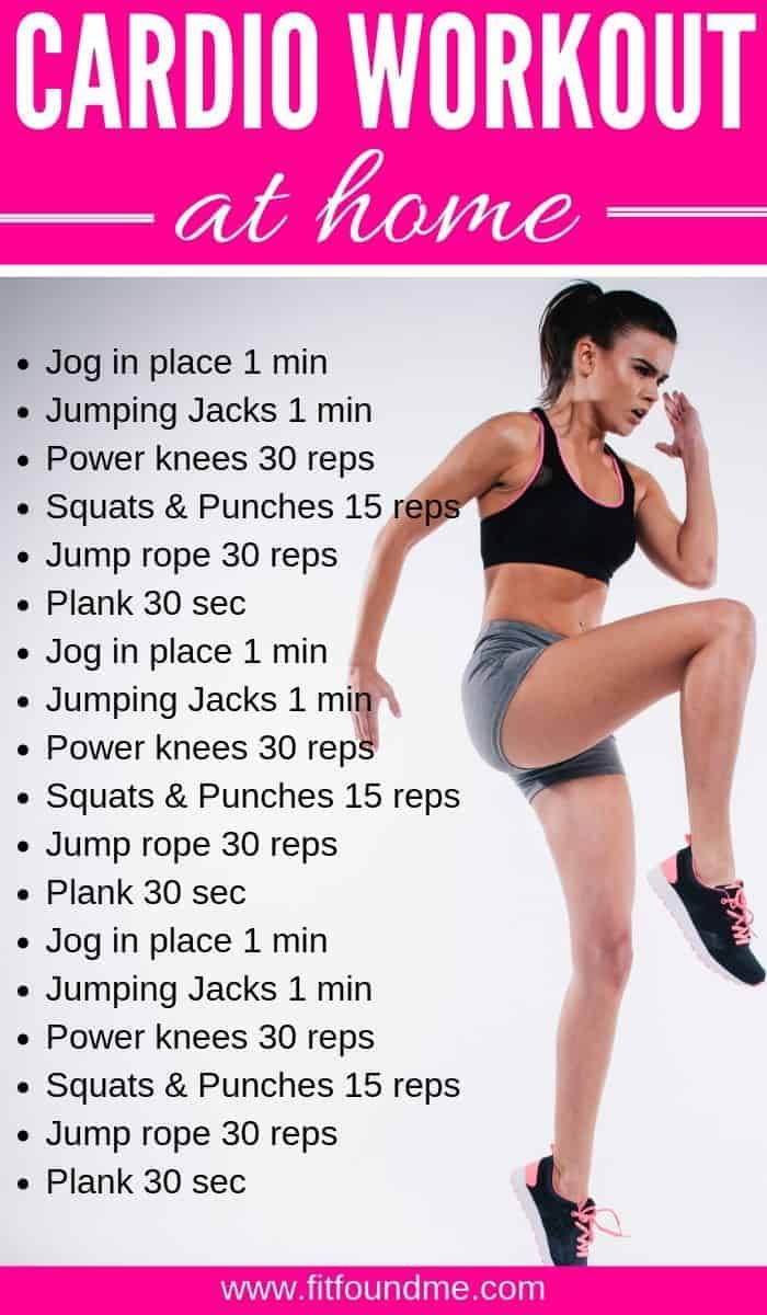 the cardio workout at home flyer is shown