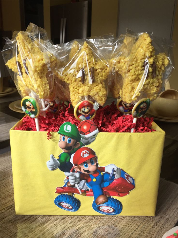 super mario birthday cake pops in a box