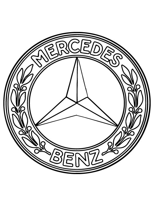 the mercedes benz logo is shown in black and white, with an emblem above it