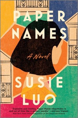 the cover of paper names by susie luo, with an illustration of a woman's head