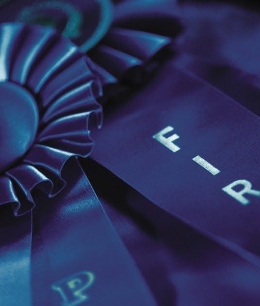 a blue ribbon with the word e - r on it is laying in front of a black background