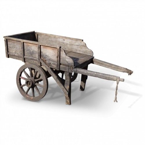 an old wooden wagon is shown on a white background