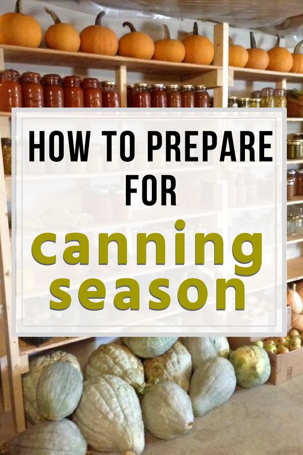 the words how to prepare for canning season are overlaid by pumpkins and squash