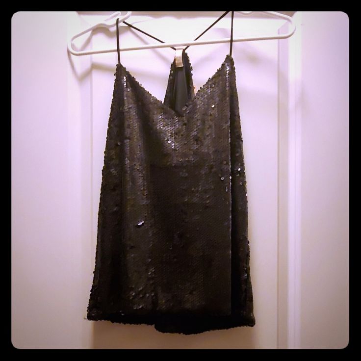 Can Definitely Get Attention In This Sequin Top! Brand New Sequin Blouse From Stitch Fix. Chic Sequined Sleeveless Blouse, Chic Sleeveless Sequin Blouse, Sequin Sleeveless Blouse For Night Out, Glamorous Cami Top For Evening, Elegant Tank Top For Party, Chic Evening Tank Tops, Elegant Tank Blouse For Party, Stretch Tank Blouse For Party, Black Sequined Tank Top