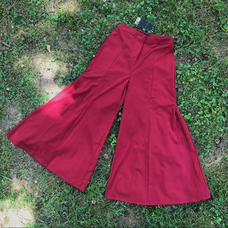 Wide Leg Red Dress Pants From Saudi Arabian Label It’s Mine. Burgundy Wide Leg Bottoms For Spring, Burgundy Wide-leg Bottoms For Spring, Burgundy Wide Leg Pants For Spring, Red High-waisted Wide Leg Pants For Night Out, High Waist Burgundy Wide Leg Pants For Fall, Burgundy High Waist Wide Leg Pants For Fall, Stretch Burgundy Bottoms For Party, Burgundy Long Pants For Spring, Spring Burgundy Long Pants