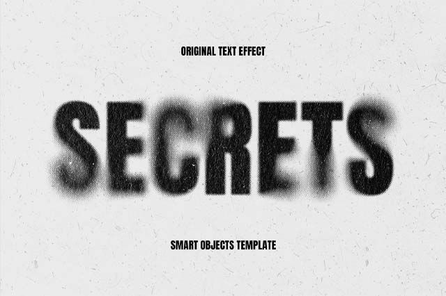 the word secrets is shown in black and white