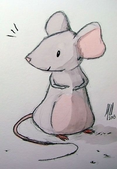 a drawing of a mouse sitting on the ground