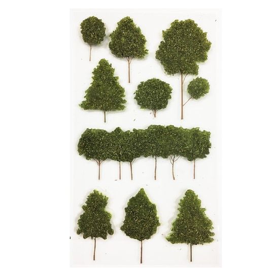 various trees and bushes are arranged in the shape of a rectangle on a white background