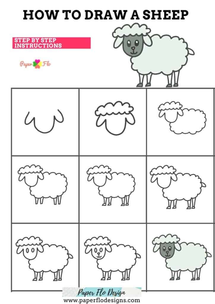 how to draw a sheep step by step instructions for toddlers and older children with pictures