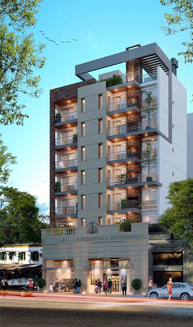 an artist's rendering of a building with balconies