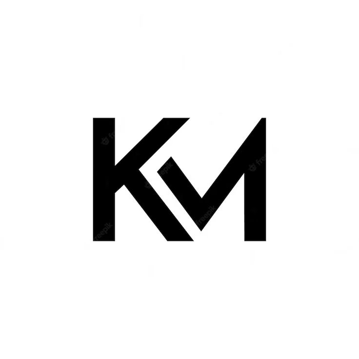 the letter k m is made up of black letters