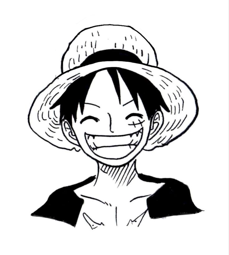 a drawing of a woman wearing a hat with her mouth open and smiling at the camera