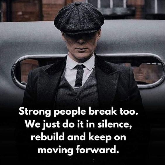 a man in a suit and tie standing next to a car with the caption strong people break too we just do it in science, rebuild and keep on moving forward