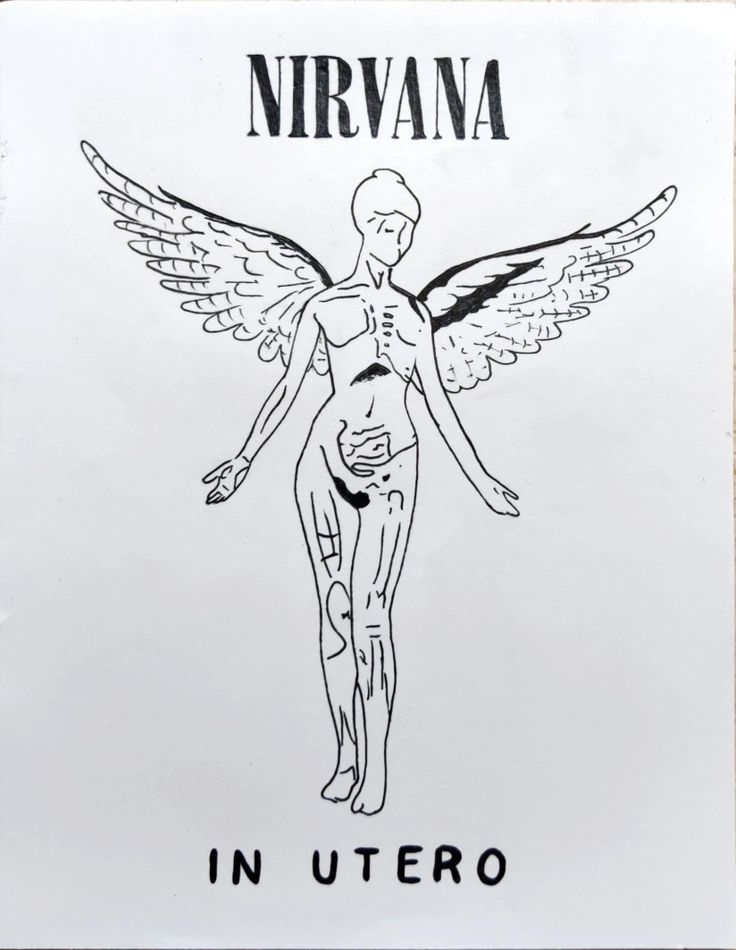 the cover art for nirvana's album in utero, which features an angel with wings