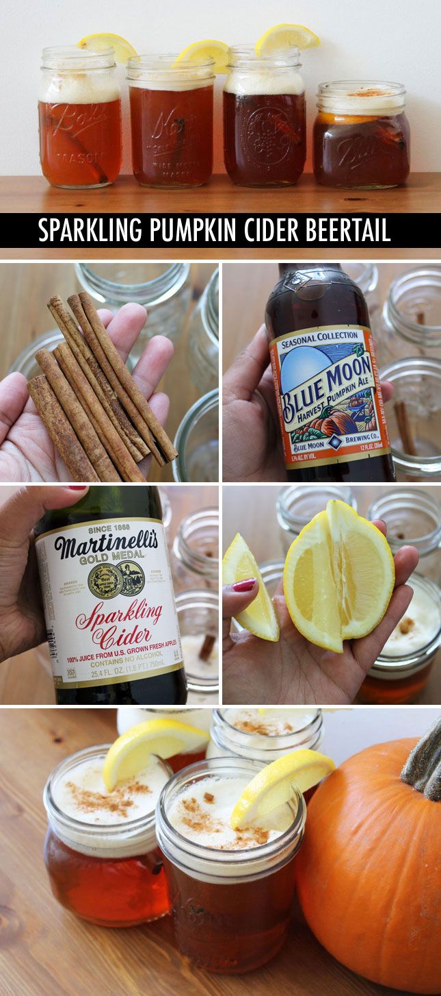 four pictures showing how to make homemade apple cider