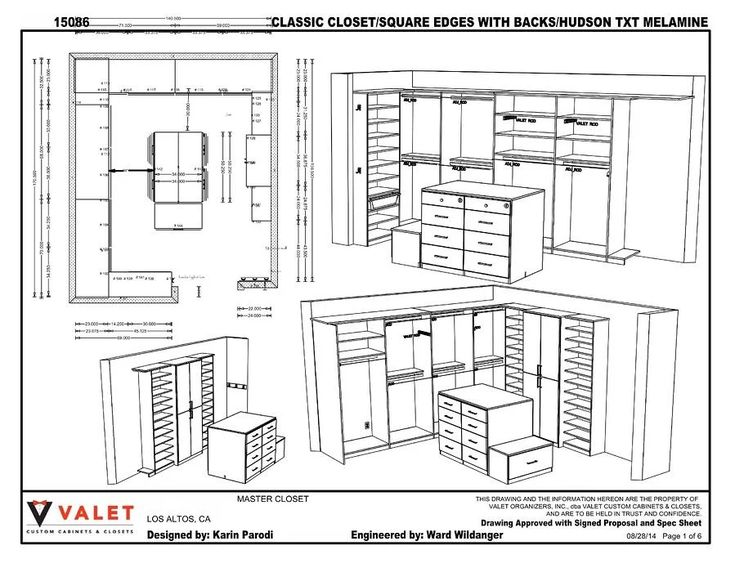 an image of closets with drawers and shelves in the floor plan for a bedroom