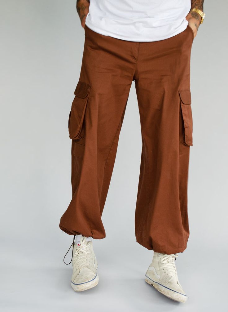 Parachute Cargo, Fashion Wishlist, Cut It, Cargo Pant, Straight Cut, Chocolate Brown, Patch Pocket, Springs, Elastic Waist