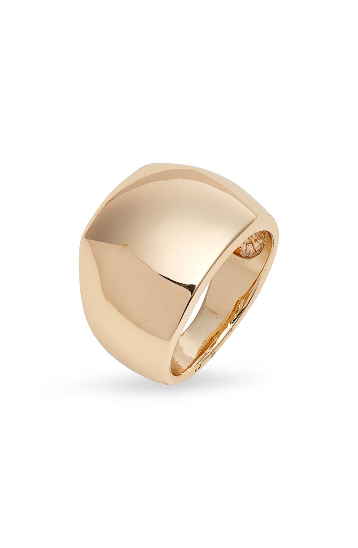 A contemporary wide design distinguishes this polished signet ring that will be a versatile addition to your stack. Recycled brass Imported Nordstrom Gold Formal Jewelry, Nordstrom Gold Jewelry For Formal Occasions, Modern Signet Ring With Thick Band, Modern Wide Band Dome Ring With Polished Finish, Rollerball Perfume, Platform Slippers, Maternity Shops, Designer Clothes For Men, Keep Jewelry