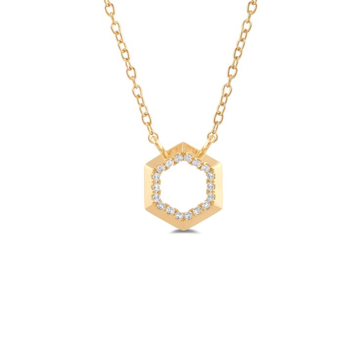 A petite diamond necklace capable of proving that a little goes a long way. Small in size but big in impact, this hexagonal pendant sparkles beautifully when it catches the light. The geometric profile and knife-edge design of this piece deliver the perfect amount of style and edge. Edge Design, Geometry, Diamond Necklace, Lab, Sparkle, Yellow Gold, Rose Gold, Pendant, Gold