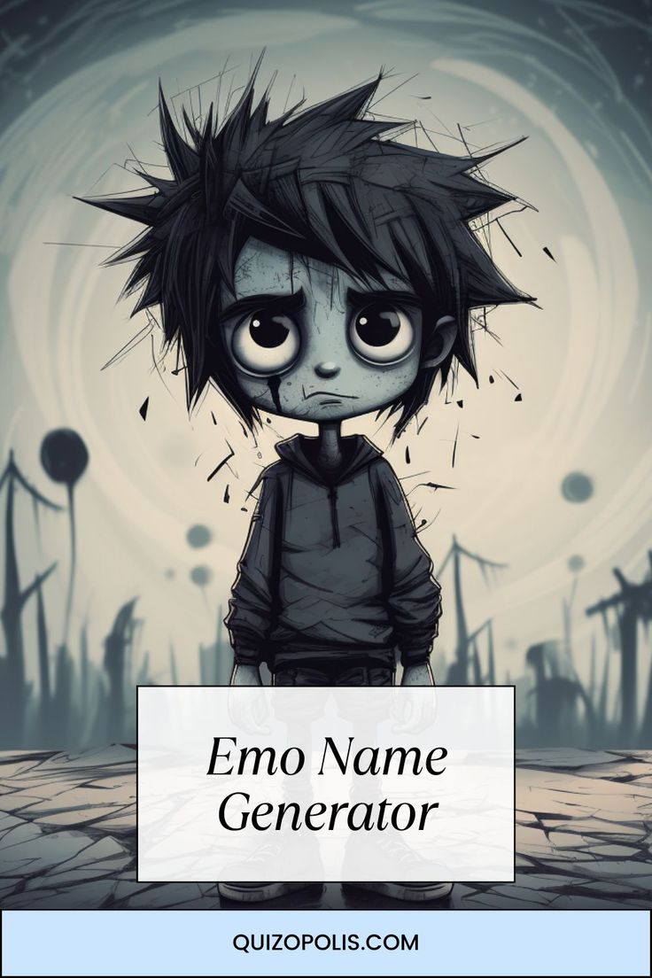 a cartoon character with an emo name generator