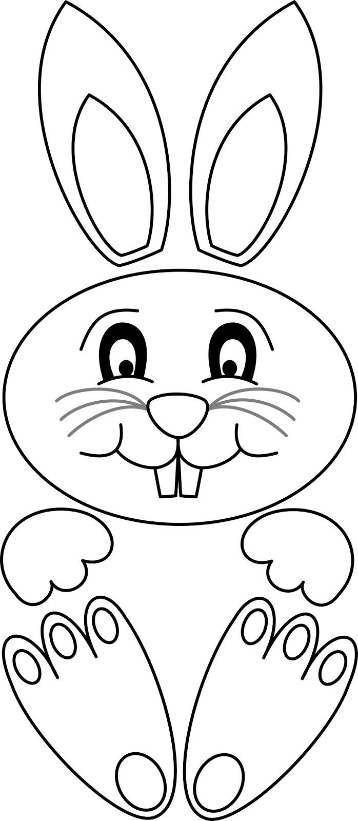 an easter bunny with big ears and eyes coloring pages for kids to print out on