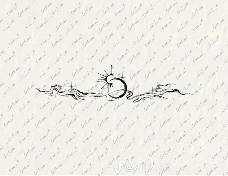 the sun and moon tattoo design is shown in black ink on white paper with watermarking