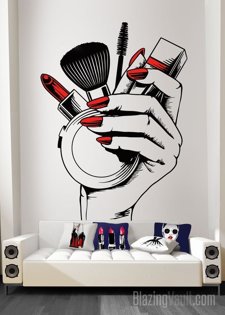 Fashion Wall Painting Ideas, Makeup Studio Decor In Nigeria, Makeup Studio Wall Painting, Wall Painting Fashion Designing, Mural For Salon, Makeup Room Wall Decor, Wall Painting Ideas Beauty Salon, Wallpaper For Salon Wall Art, Women Beauty Parlour Interior Design