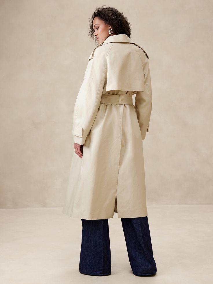 Sabbia Oversized Italian Twill Trench Coat | Banana Republic Classic Spring Gabardine Raincoat, Classic Gabardine Raincoat For Spring, Classic Spring Raincoat In Gabardine, Fall Cotton Raincoat For Workwear, Oversized Raincoat For Workwear In Fall, Cotton Raincoat For Workwear In Fall, Fall Cotton Raincoat For Work, Oversized Belted Cotton Outerwear, Spring Utility Outerwear In Gabardine