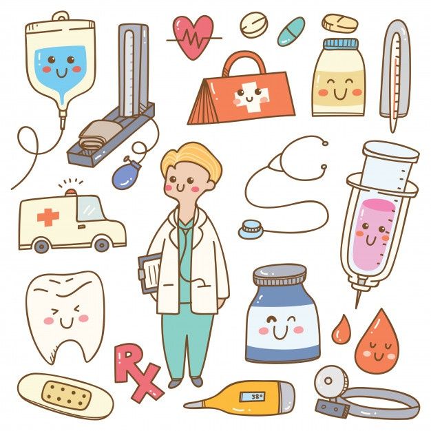 a person standing in front of various medical items