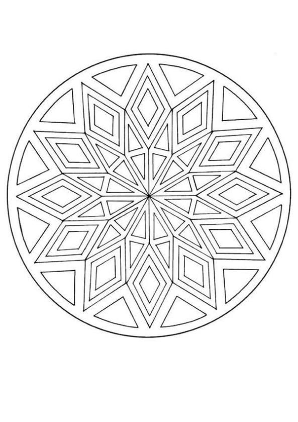 a black and white image of a circular design in the shape of a snowflake