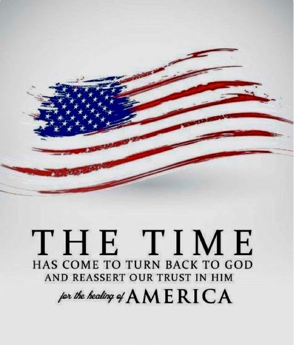 an american flag with the words, the time has come to turn back to god and re