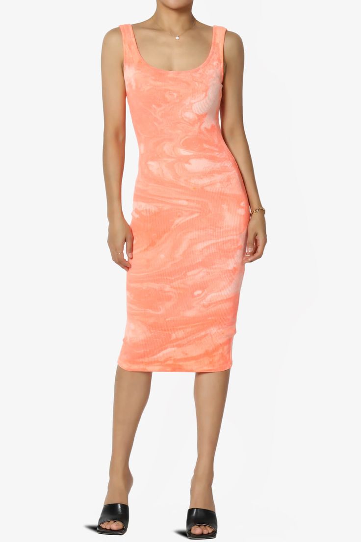 Neon Tie-Dye Bodycon Dress - Perfect for Summer Nights.This ribbed, bodycon tank dress offers a modern, fitted design with a scoop neck and knee-length cut.Perfect for streetwear, beach days, or weekend getaways.Lightweight and easy to wear, it pairs effortlessly with wedges or flats.Casual Tie-Dye Tank Dress - Stylish and ComfortableModern fitted design with a scoop neck and knee-length cutLightweight and stretchy, perfect for everyday wear or beach vacationsPair with flats or wedges for an effortless summer styleModel size is 5'4" 107lbs and is wearing a S, S=Size(2-4), M=Size(6-8), L=Size(10-12)96% Cotton, 4% Spandex; Machine WashableMade in United StatesNOTICE: Before order, please carefully read the Size Chart we provided in the pictures Ribbed Bodycon Dress With Scoop Neck, Summer Ribbed Bodycon Dress With Scoop Neck, Spring Stretch Bodycon Dress With Scoop Neck, Summer Seamless Bodycon Dress With Scoop Neck, Seamless Scoop Neck Bodycon Dress, Trendy Stretch Bodycon Dress With Scoop Neck, Spring Seamless Bodycon Midi Dress, Summer Knee-length Ribbed Bodycon Dress, Casual Fitted Seamless Midi Dress