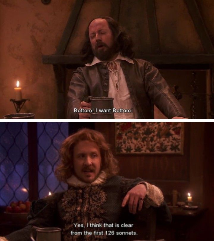 two different scenes from shakespeare's play, one with the caption that says it is