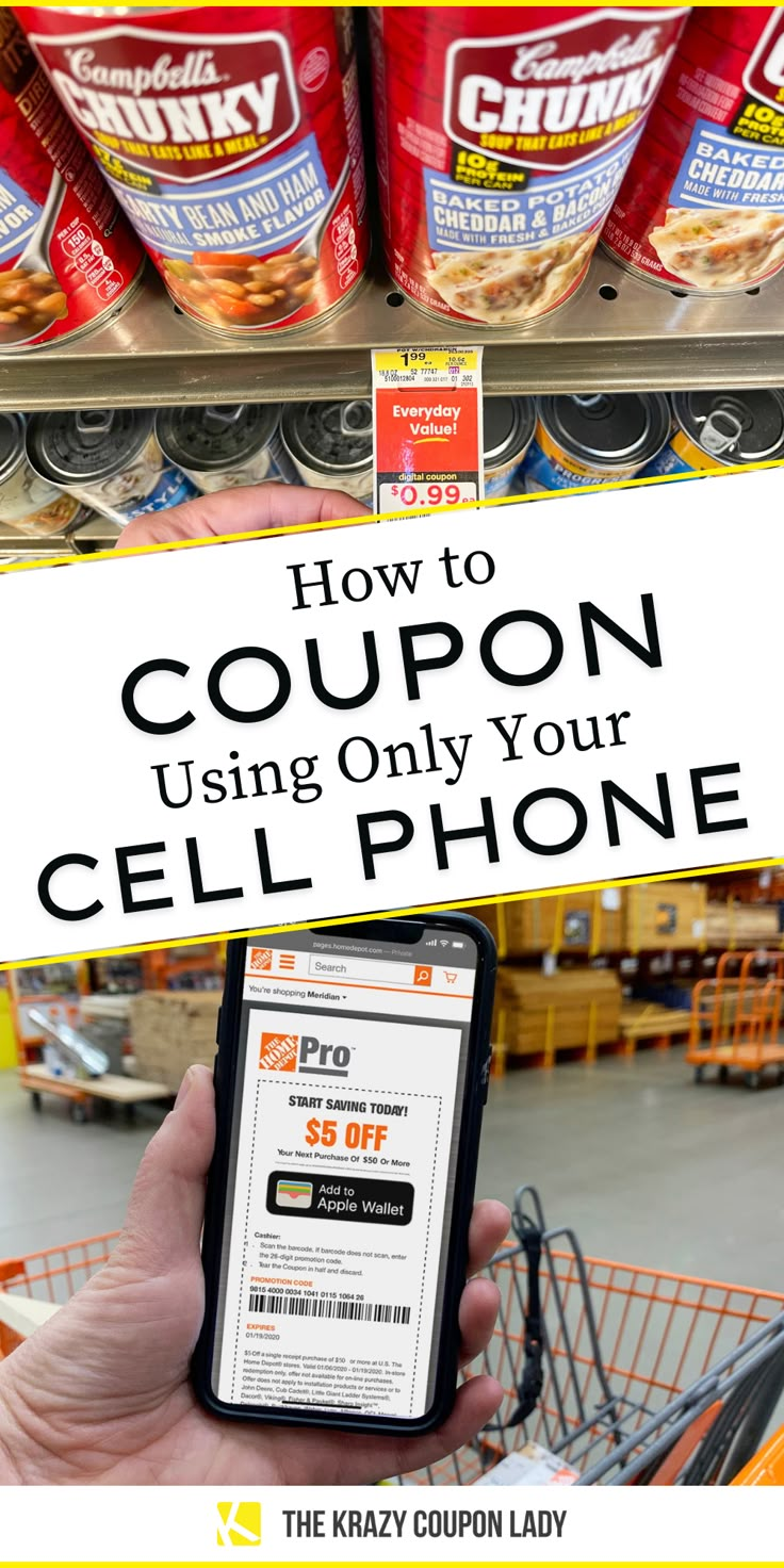 a cell phone with the text how to coupon using only your cell phone