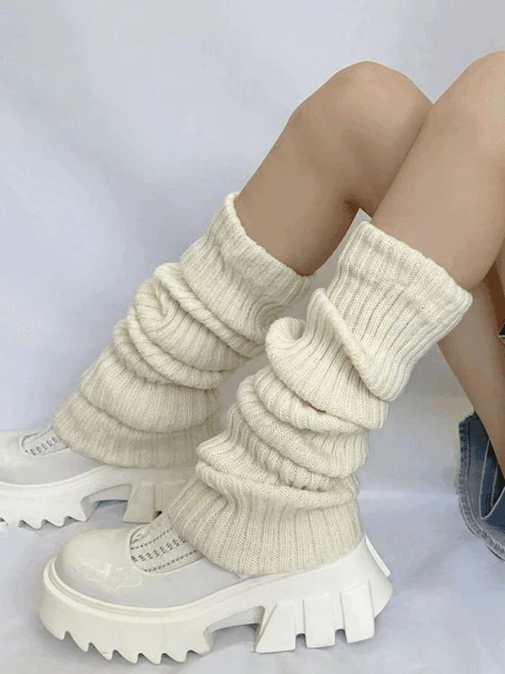 Warm Solid Color Ribbed Knit Leg Warmer - AnotherChill Street Y2k, Knit Leg Warmers, School Night, Leg Warmer, Vintage Preppy, Preppy Look, Winter Socks, Holiday Weekend, Really Cute Outfits