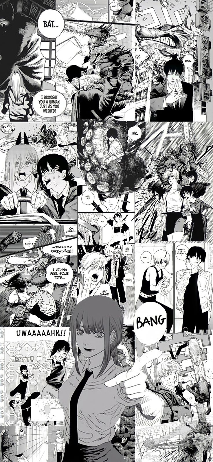 an image of some anime characters in black and white