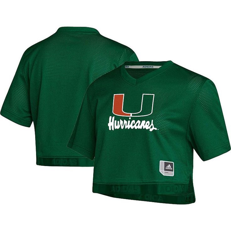 Your tailgate aesthetic is about to get a major boost with this Miami Hurricanes cropped jersey from adidas. Constructed with Primegreen fabric technology for a clean, sporty feel, this jersey features a crop top design to go along with classic Miami Hurricanes graphics and colors. This piece of gear allows you to focus on both your fandom and your style all in one.Your tailgate aesthetic is about to get a major boost with this Miami Hurricanes cropped jersey from adidas. Constructed with Primeg Tailgate Aesthetic, Crop Top Design, Cropped Jersey, Crop Top Designs, Mens Home, Wedding Watch, Top Design, Adidas Women, Kids Boys