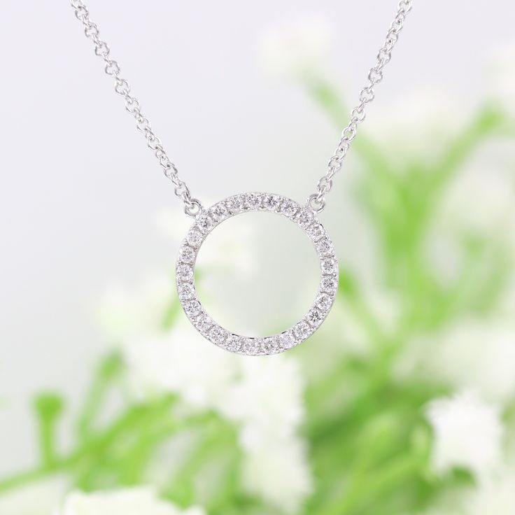 "A lovely Necklace fit for your occasion. Our handcrafted authentic Natural White Diamond Necklace will catch everyone's attention. We only use natural white diamonds mined in fair trade mines, we do not use CZ or lab grown diamonds. The eye-catching sparkle of this piece is absolutely breathtaking! We celebrate with you together whether it's an engagement or wedding or anniversary! FEATURES + Made to Order + Metal type: Solid 14K Gold ( Yellow gold, Rose gold, White gold ) + Upgrade to 18K Gold Classic White Gold Open Circle Necklace, Si Clarity Round Diamond Necklace Gift, Round Si Clarity Diamond Necklace Gift, Everyday White Gold Round Diamond Necklace, Circular Diamond Necklace For Gifts, Circular Diamond Necklace Gift, Minimalist Round Jewelry With Halo Design, White Gold Circle Necklace With Halo, Everyday Round Necklace With Brilliant Cut