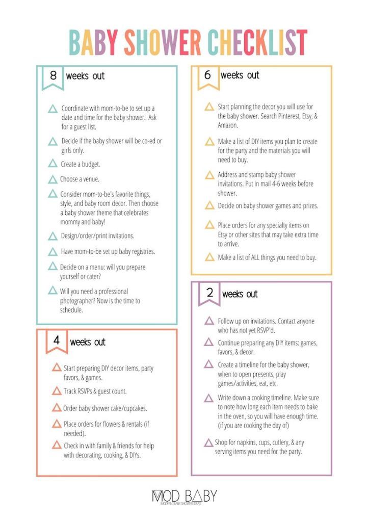 the baby shower checklist is shown with instructions for how to use it and what to do