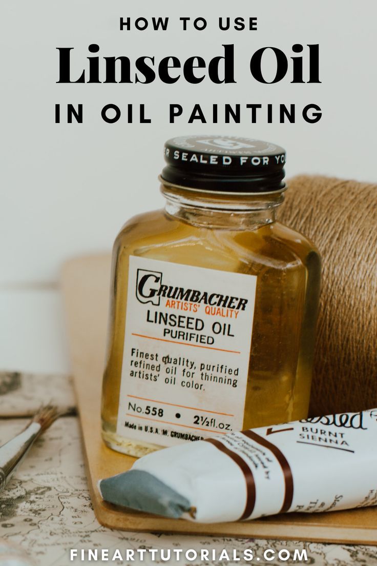 a bottle of oil and some twine on a table with the words how to use linseed oil in oil painting