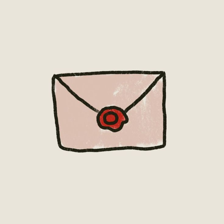 an envelope with a red flower on it is drawn in chalk and pastel pencil