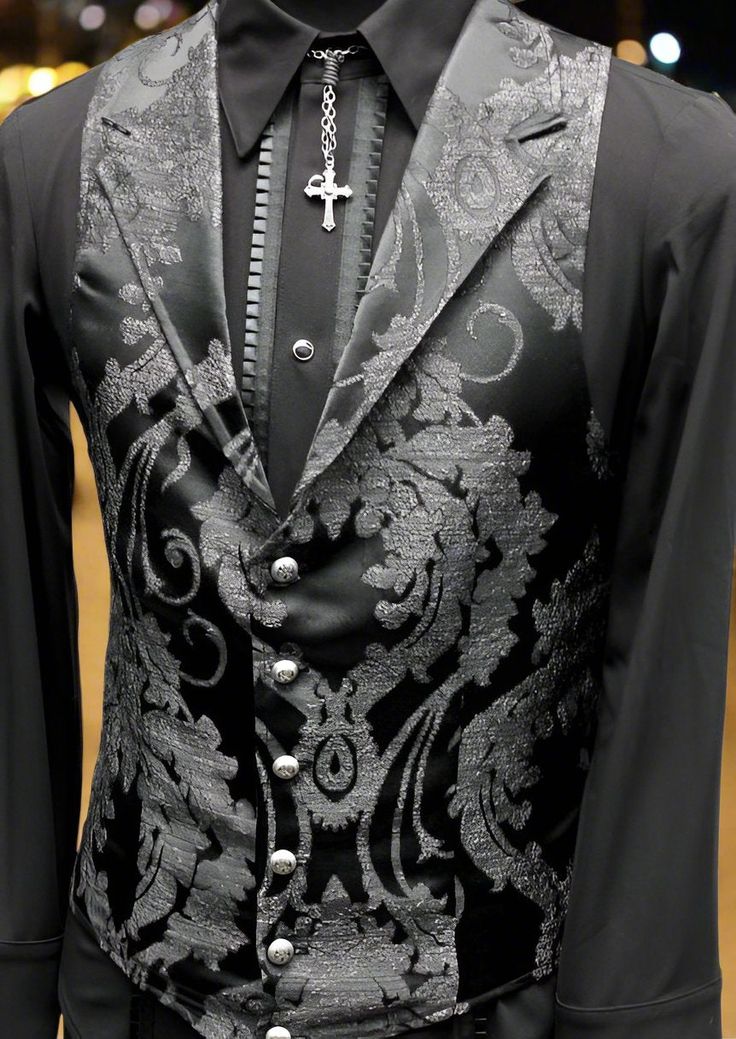 Shrine of Hollywood ARISTOCRAT VEST - SATIN BROCADE - BLACK black formal goth gothic Men's Vests satin steampunk vampire vest victorian wedding Gothic Suit Wedding, Mens Goth Formal Wear, Goth Prom Suit Men, Gothic Groom Suit, Vampire Suit Men, Ball Suits For Men, Emo Suits, Black Gothic Suit, Goth Suit Men