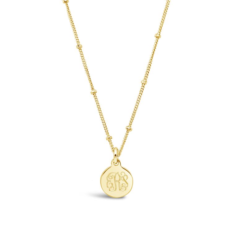 A classic monogram necklace is a must have for every woman's jewelry box! For a traditional monogram, the initial of the last name appears in the middle and is slightly larger. Please enter initials in the exact order that you want them to appear. For example, if your initials were FML, you would type FLM. Classic Initial Necklace As A Gift, Classic Yellow Gold Initial Necklace For Mother's Day, Mother's Day Yellow Gold Classic Initial Necklace, Mother's Day Classic Yellow Gold Initial Necklace, Classic Initial Necklace For Mother's Day Gift, Classic Engraved Initial Necklace As Gift, Classic Engraved Initial Necklace For Gift, Classic Initial Pendant Necklaces As Gift, Elegant Medallion Necklace With Initial Pendant As A Gift