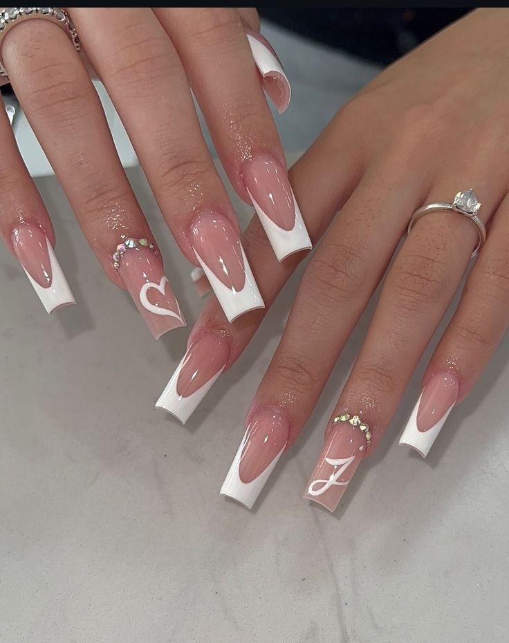 Coffin French Tips, Coffin French, Nagel Tips, Square Neck Long Sleeve, Girly Acrylic Nails, French Tip Acrylic Nails, Spring Nail Designs, Dope Nail Designs, Acrylic Nails Coffin Pink