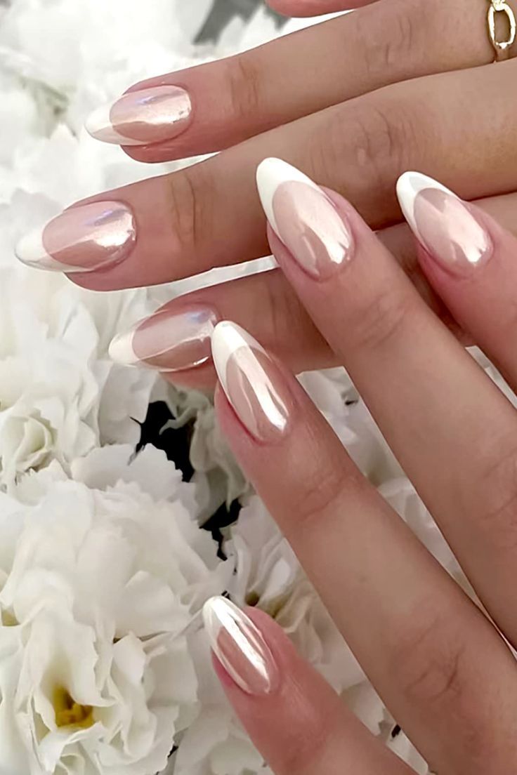 Nail Idea Simple, Nails 2024 Trends, Trend Nails 2024, Nails Inspo 2024, Nails Trending Now 2024, Nail Art Summer 2024, Wedding Nails White, White And Pink Nails, White Chrome Nails