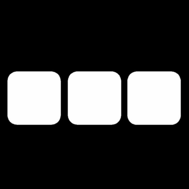 three white squares on a black background