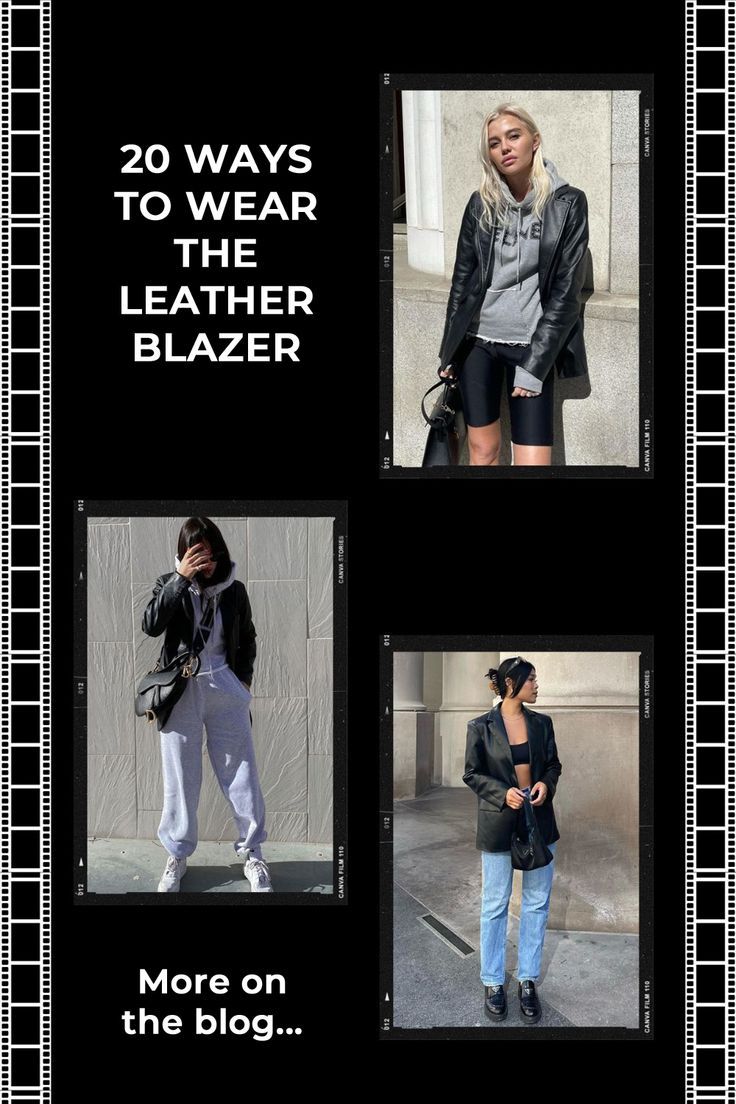 20 ways to wear the leather blazer Vegan Leather Blazer Outfit, Styling Leather Blazer Jacket, Leather Blazer Looks, Leather Blazer Outfit Spring, Faux Leather Blazer Outfit Winter, Casual Leather Blazer Outfit, Black Leather Blazer Outfits, Leather Jacket Blazer Outfit, How To Style A Black Leather Blazer